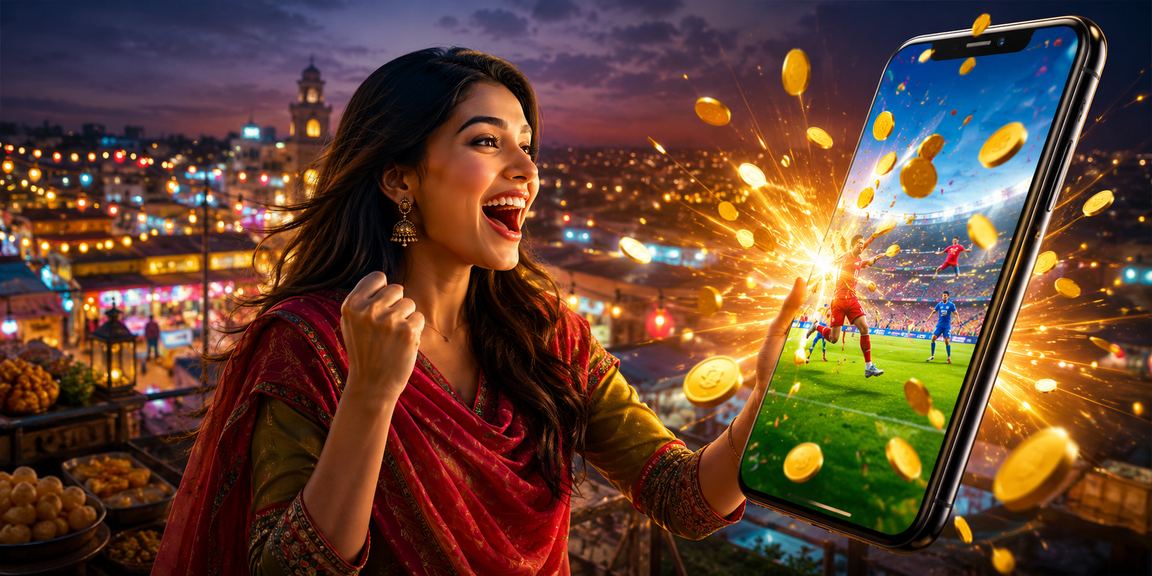 Using a Mobile Gaming App at a Night Market in Cumilla — winfast